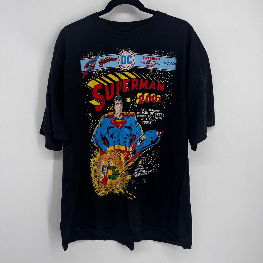 DC Comics Superman T-Shirt Mens XXL Black Graphic Tee 300th Issue Comic Cover - Picture 2 of 7